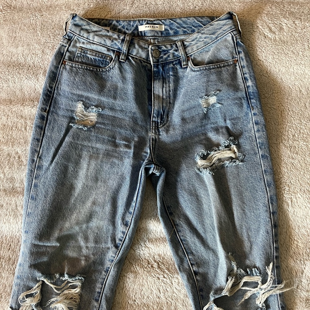 Blue PacSun Ripped Denim Mom Jeans - Picture 5 of 7